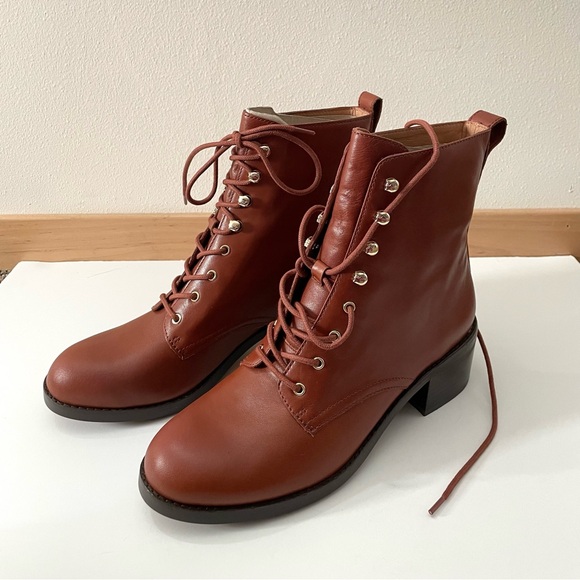Madewell Patti lace-up boot Warm Cinnamon NIB sz 9.5 - Picture 4 of 14